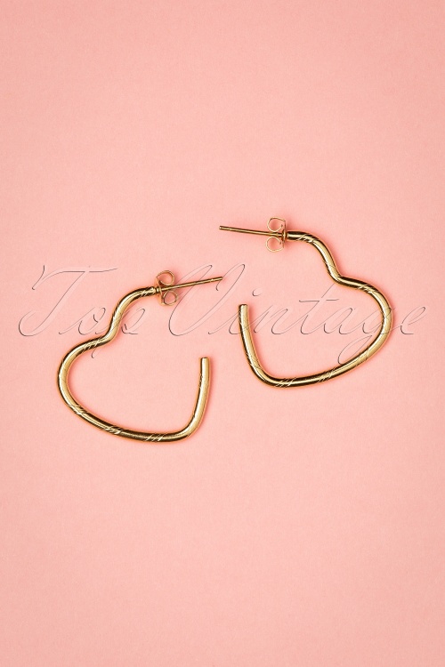 Day&Eve by Go Dutch Label - 50s Heather Heart Earrings in Gold 2