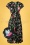 50s Layla Floral Cross Over Swing Dress in Zwart