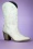 70er Necka Floral Western Stiefel in Gebrochenem Weiß