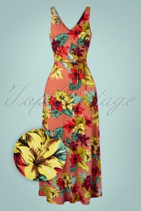 King Louie - 70s Anna Paraiso Maxi Dress in Apricot Pink 2