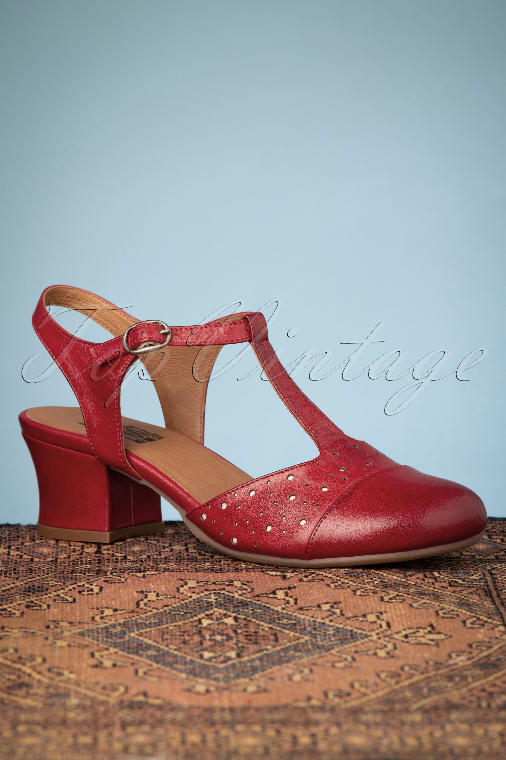 Miz Mooz - Finola t-Strap pumps in rood 2