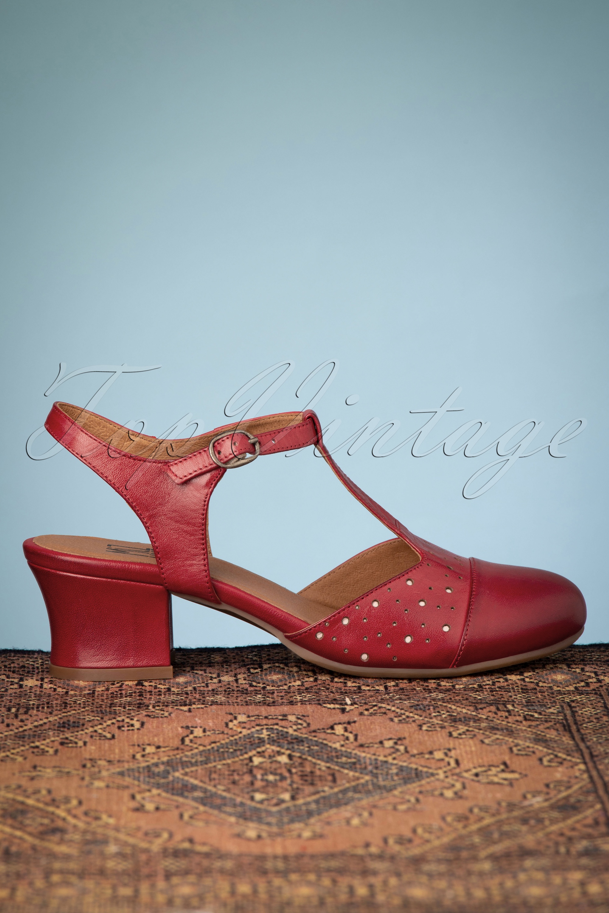 Miz Mooz - Finola t-Strap pumps in rood 4