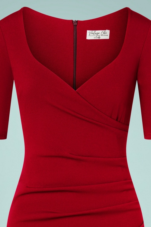 Vintage Chic for Topvintage - Selene Pencil Jurk in Rood 3