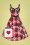 Collectif Clothing 50er Nova Heart Gingham Swing Kleid in Schwarz und Rot