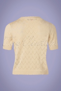 Banned Retro - 50s Summer Scallop Cardigan in Off White 2