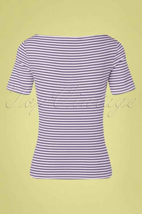Banned Retro - Szizzle Stripe Top in Lavendel Lila 2