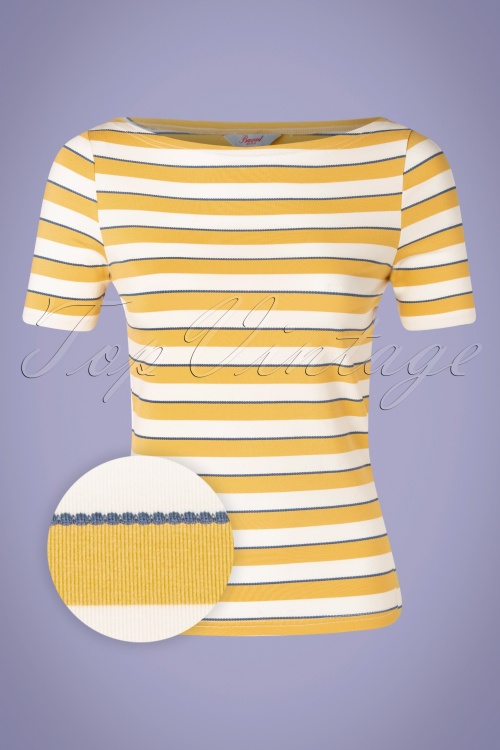 Banned Retro - Kate Stripe Top in Gelb