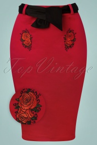 Banned Retro - 50s Rosana Pencil Skirt in Red