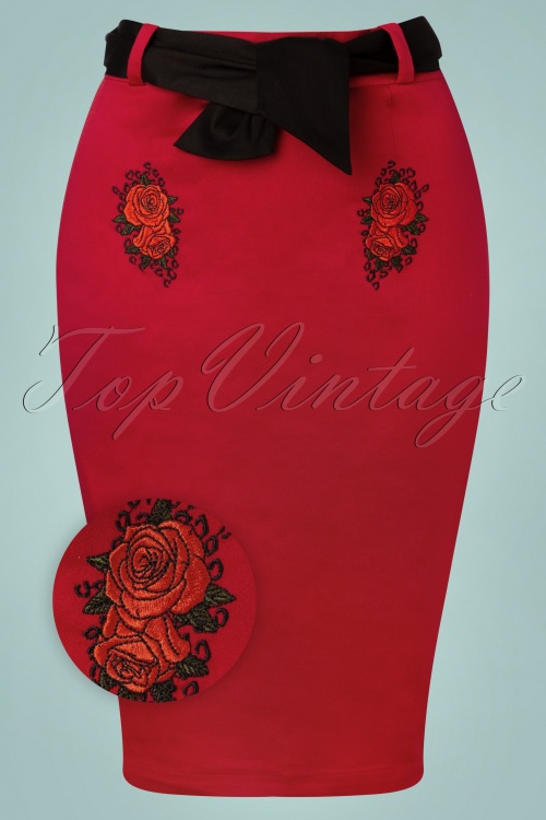 Banned Retro - 50s Rosana Pencil Skirt in Red