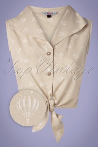 Banned Retro - 50s Hot Air Balloon Dreaming Blouse in Beige