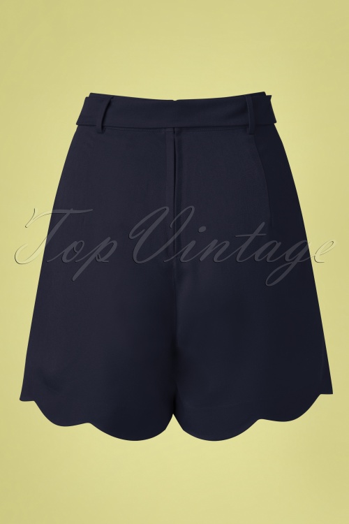 Banned Retro - Ahoy Scallop Shorts in Marineblau 3
