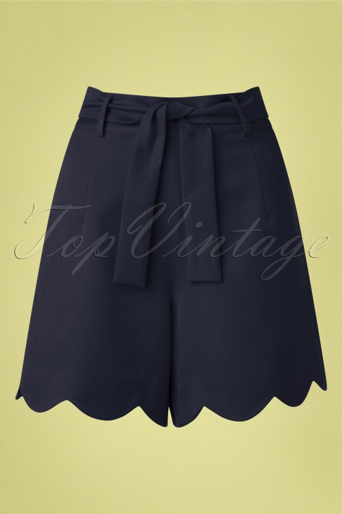 Banned Retro - 50s Ahoy Scallop Shorts in Navy 2
