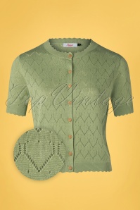 Banned Retro - 50s Summer Scallop Cardigan in Green