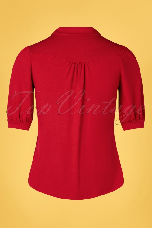 King Louie - 60s Carina Ecovero Light Blouse in Jalapeno Red 3