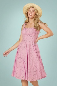 Timeless - 50s Valerie Swing Dress in Lilac Pink