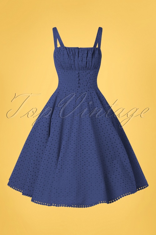 Timeless - 50s Valerie Swing Dress in Royal Blue 3