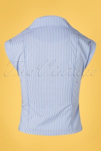 Banned Retro - 50s Willow Stripes Blouse in Blue and White 2