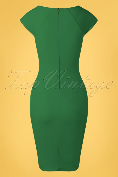 Vintage Chic for Topvintage - Serenity Pencil Jurk in Smaragd Groen 6