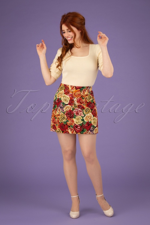 Louche - 70s Aubin Roses Jacquard Skirt in Multi