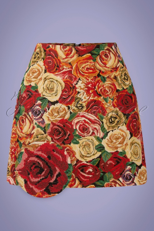 Louche - 70s Aubin Roses Jacquard Skirt in Multi 2
