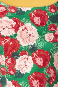 Topvintage Boutique Collection - Exclusief bij Topvintage ~ Adriana Floral Swing Jurk met lange mouwen in groen 8
