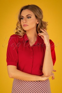 King Louie - 60s Carina Ecovero Light Blouse in Jalapeno Red