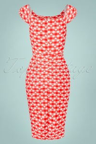 Vintage Chic for Topvintage - 50s Fenne Gingham Hearts Pencil Dress in Red and White 5