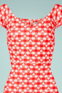 Vintage Chic for Topvintage - 50s Fenne Gingham Hearts Pencil Dress in Red and White 3