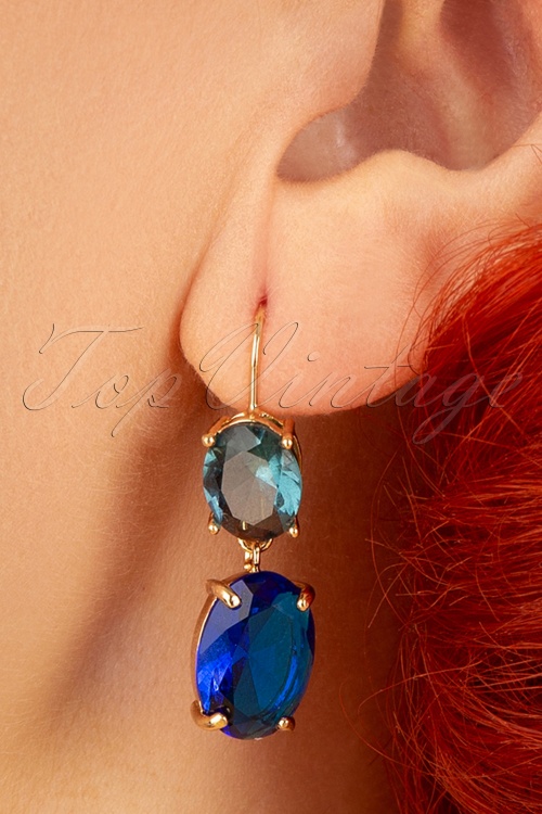 Day&Eve by Go Dutch Label - 50s Carol Earrings in Gold and Blue