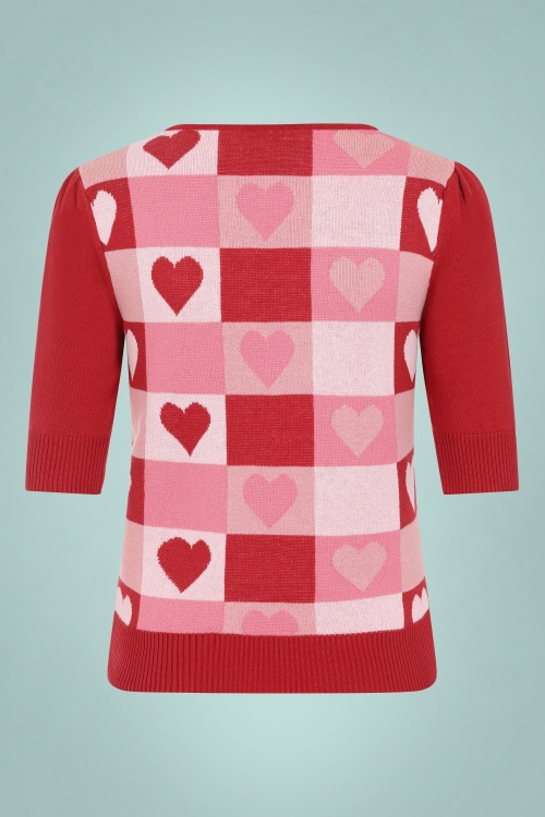 Collectif Clothing - Haut Tricoté Chrissie Love Années 50 en Rouge 4