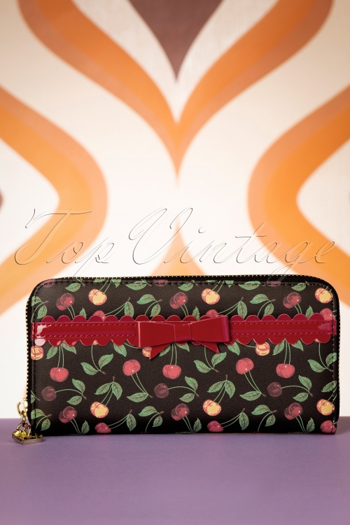 Banned Retro - 50s Country Cherry Wallet in Black and Red