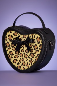 Banned Retro - 50s Rockabillly Heart Handbag in Black and Leopard 3