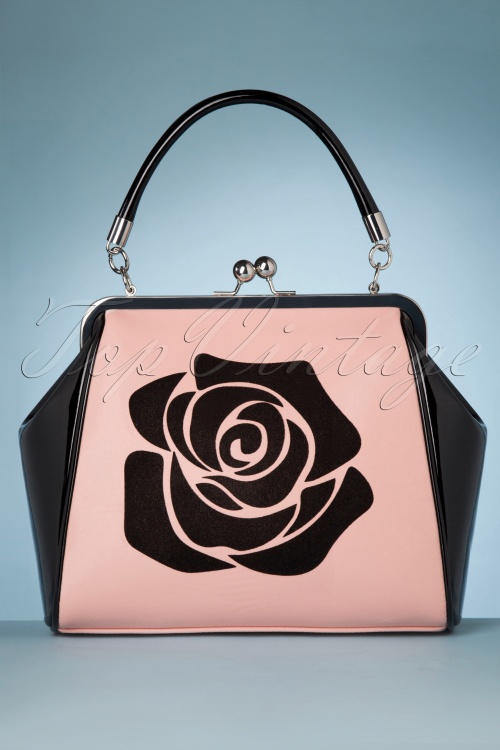 Banned Retro - 50s Country Rose Bag in Black and Nude