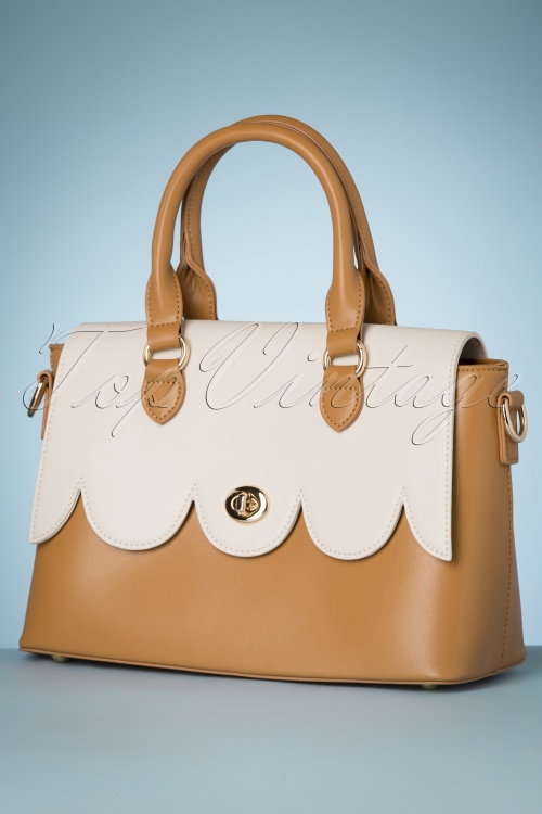 Banned Retro - 50s Coquille Handbag in Tan 4