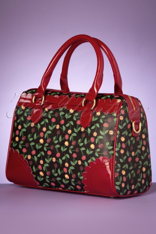 Banned Retro - 50s Country Cherry Handbag in Black and Red 4