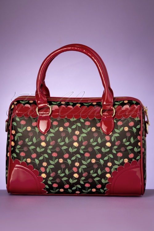 Banned Retro - 50s Country Cherry Handbag in Black and Red