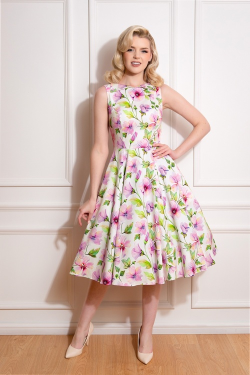 Hearts And Roses 41348 Swing Dress White Purple Flower 20220202 021LW