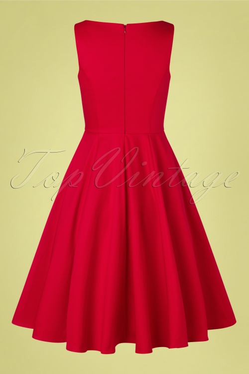 Hearts & Roses - 50s Bodine Bow Swing Dress in Red 4