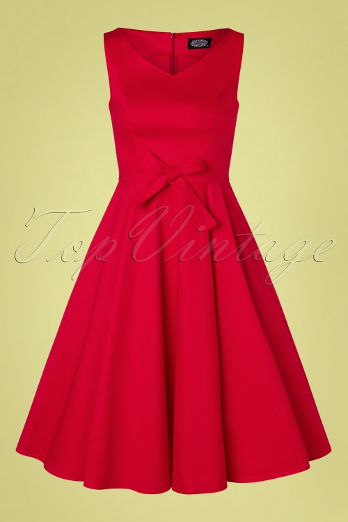 Hearts & Roses - Bodine Bow Swing Kleid in Rot