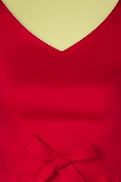 Hearts & Roses - Robe Corolle à Noeud Bodine Années 50 en Rouge 5