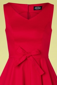 Hearts & Roses - 50s Bodine Bow Swing Dress in Red 3