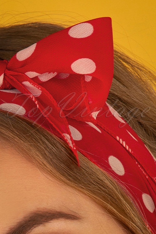 ZaZoo - Vintage 50s Retro Polka Dot Hair Scarf in Red 2