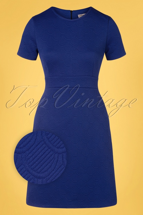 Vintage Chic for Topvintage - Robe Jacquard Jackie Années 60 en Bleu Roi