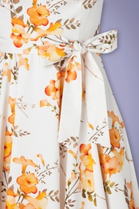 Hearts & Roses - 50s Aurelia Floral Swing Dress in White 5