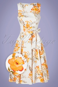 Hearts & Roses - 50s Aurelia Floral Swing Dress in White 3