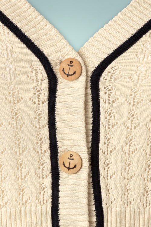 Banned Retro - 50s Boat Club Cardigan in Off White 3