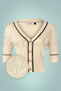 Banned Retro - 50s Boat Club Cardigan in Off White