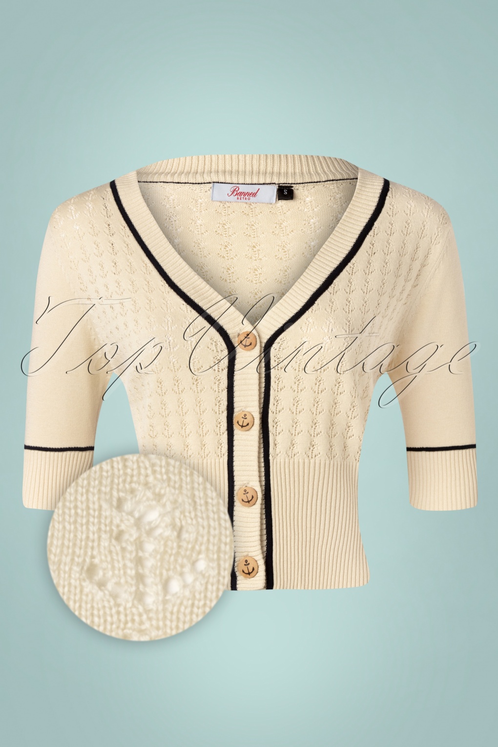 50s Boat Club Cardigan in Off White