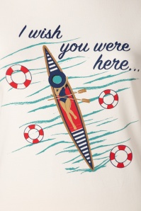 Banned Retro - 50s Wish You Were Here T-Shirt in Off White 2