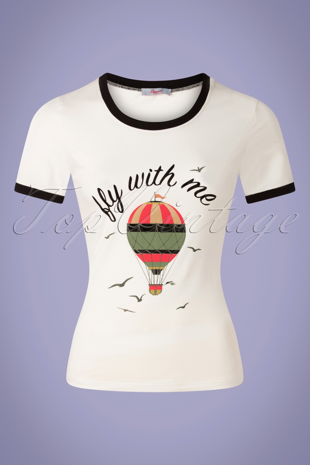 50s Fly With Me T-Shirt in Off White